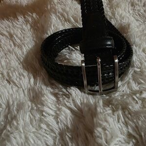 DOCKERS Black Braided Belt with Silver Buckle Sz. 40